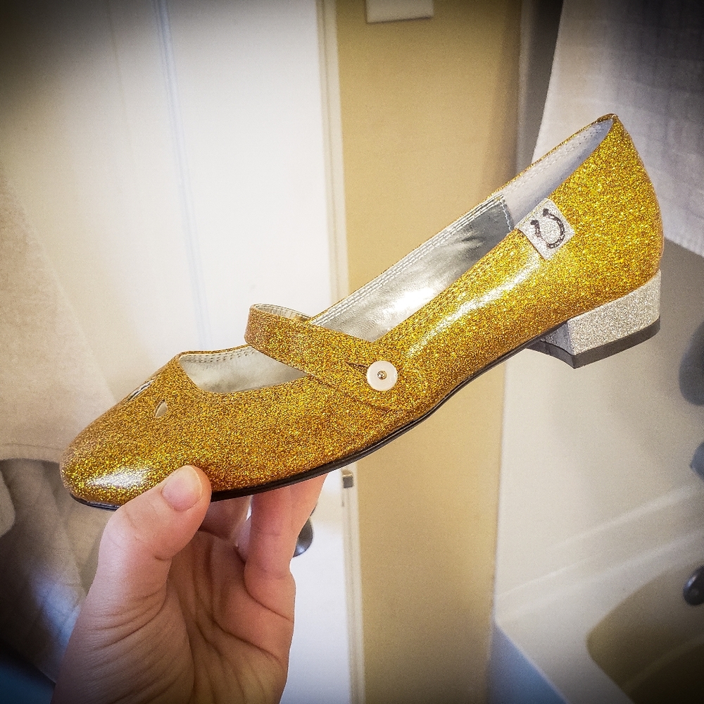 Gold Glitter Mary Jane Flats - Women's Sparkle Loafers